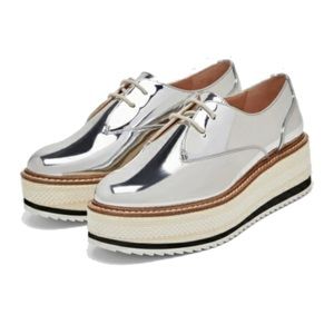 Zara Platform Sneaker Metallic Silver